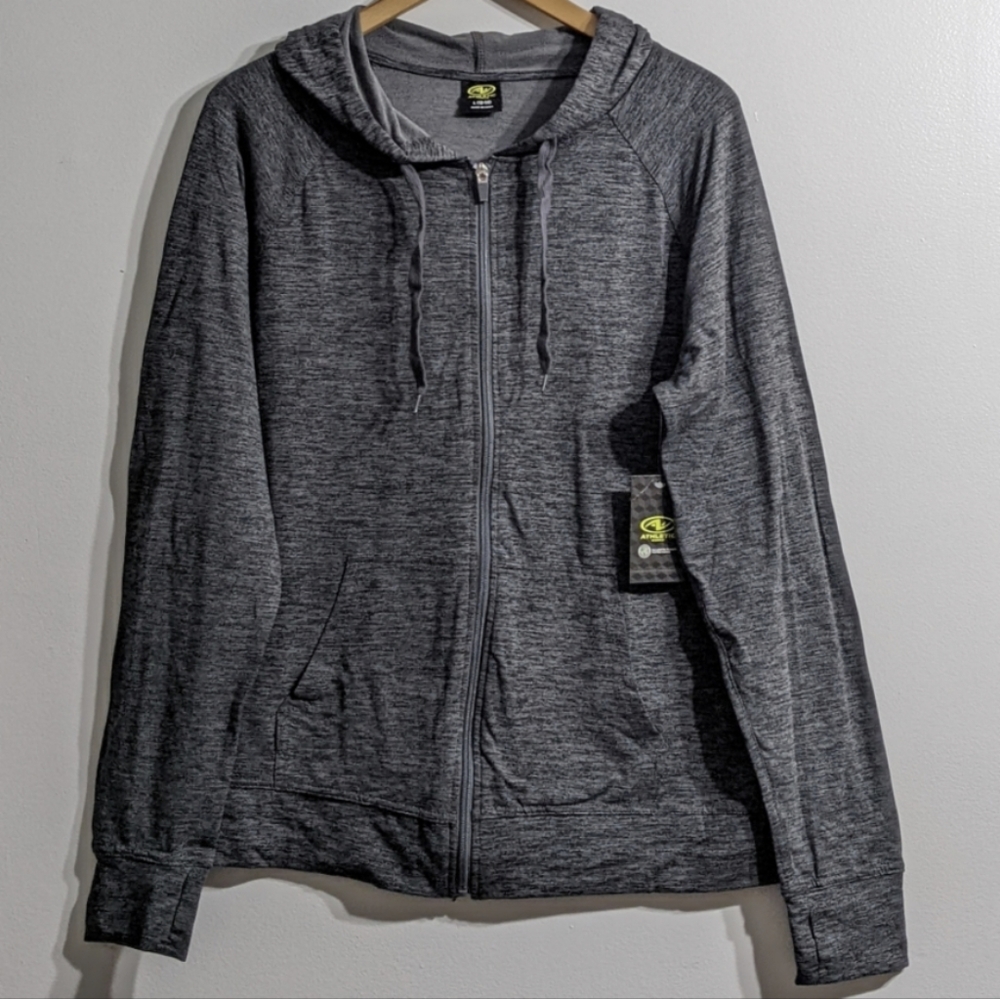Women's Grey Super Soft Zip Up Hoodie With Thumb Holes, Size Large, NEW